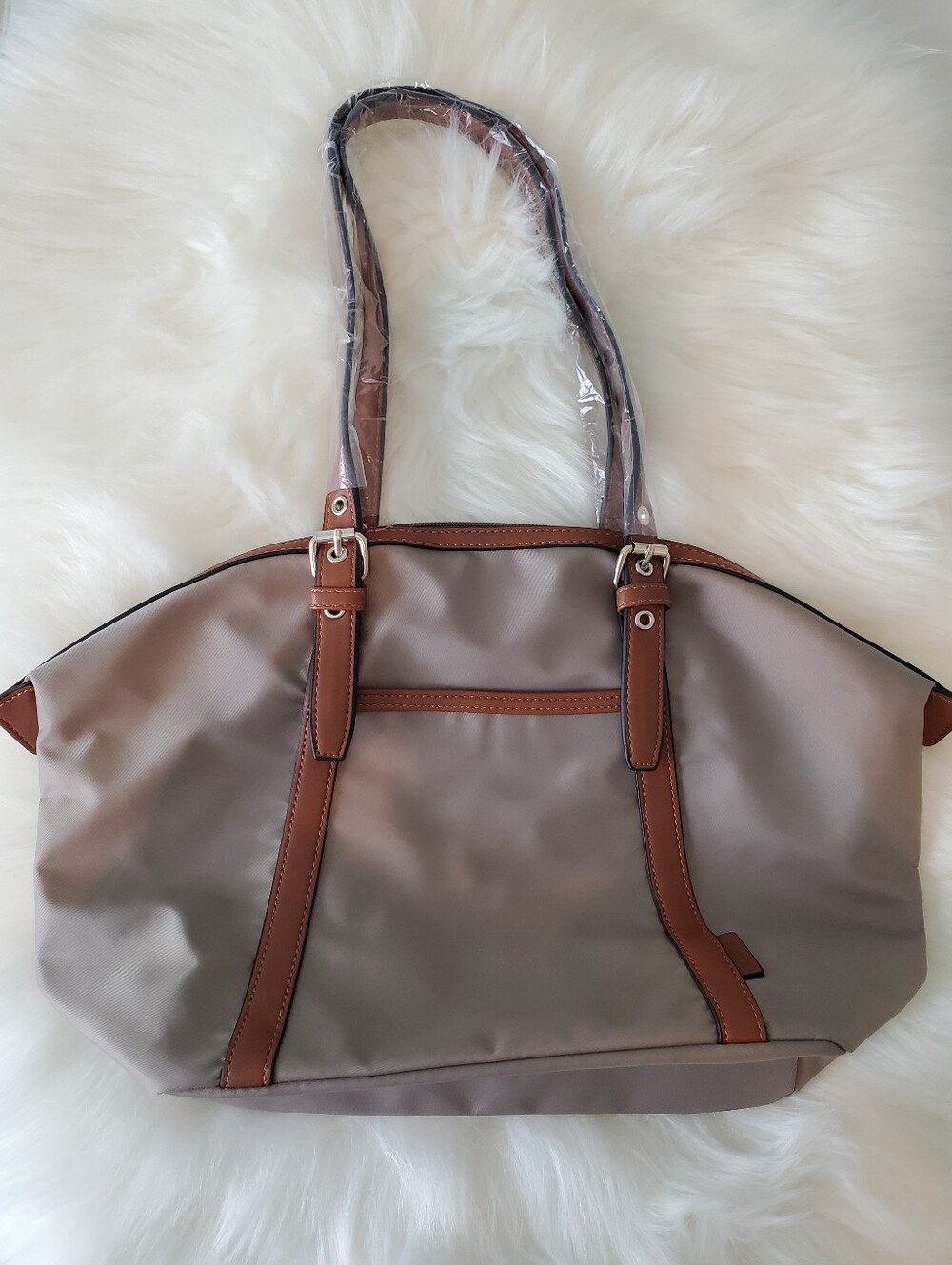Roots Taupe Tote Bag with Brown Trim - Women Bags
